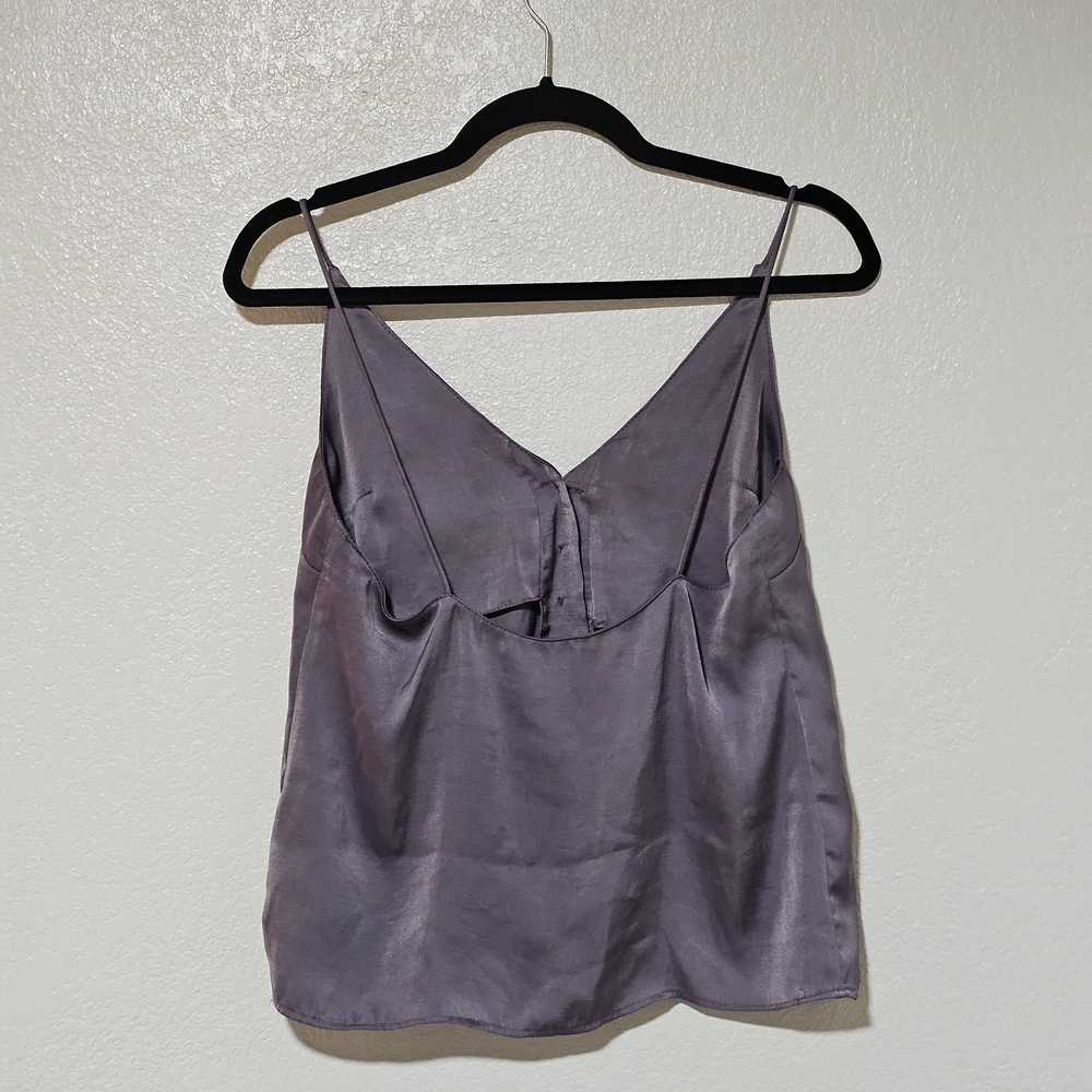 Topshop Chic Silk Lavender Button-Up Tank Top - Picture 2 of 6